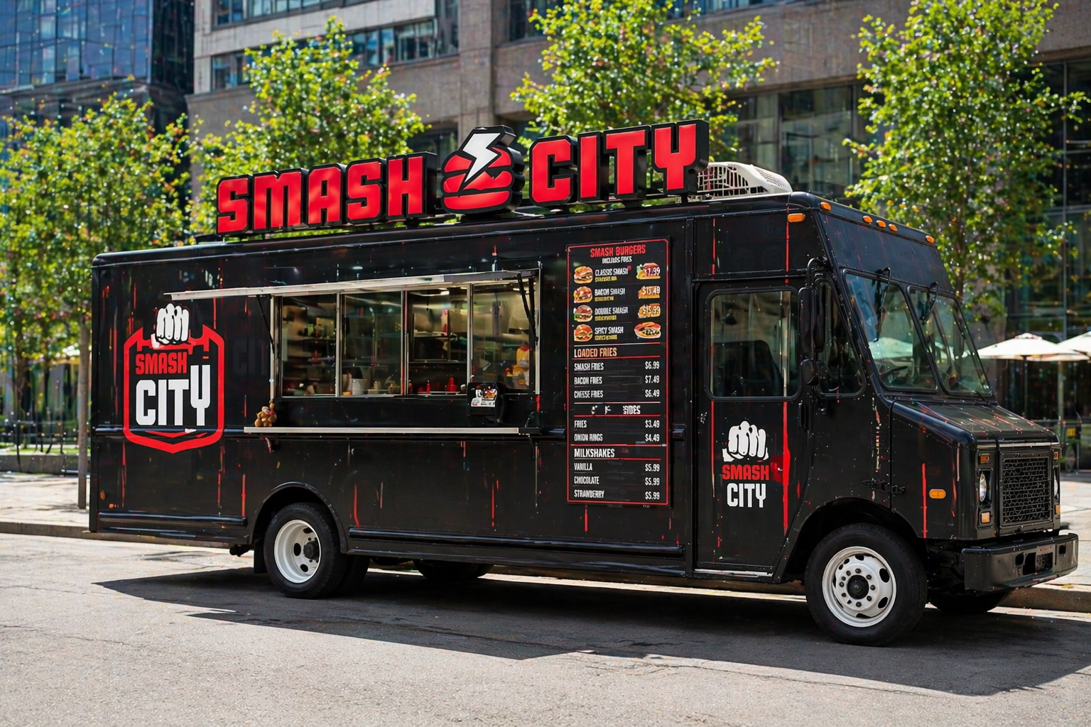 Finished food truck with full vehicle wrap and custom branding — Chef's Haven Houston